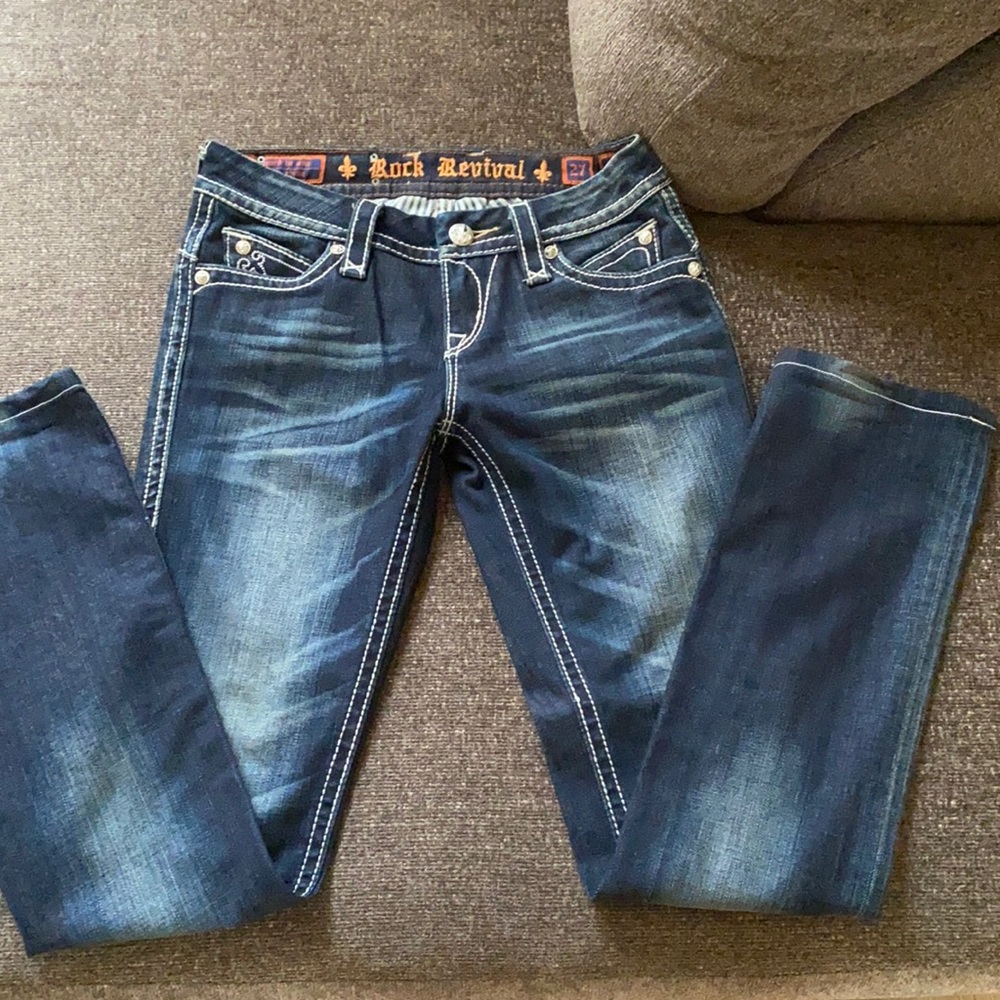 Rock Revival studded denim jeans. Straight leg s27